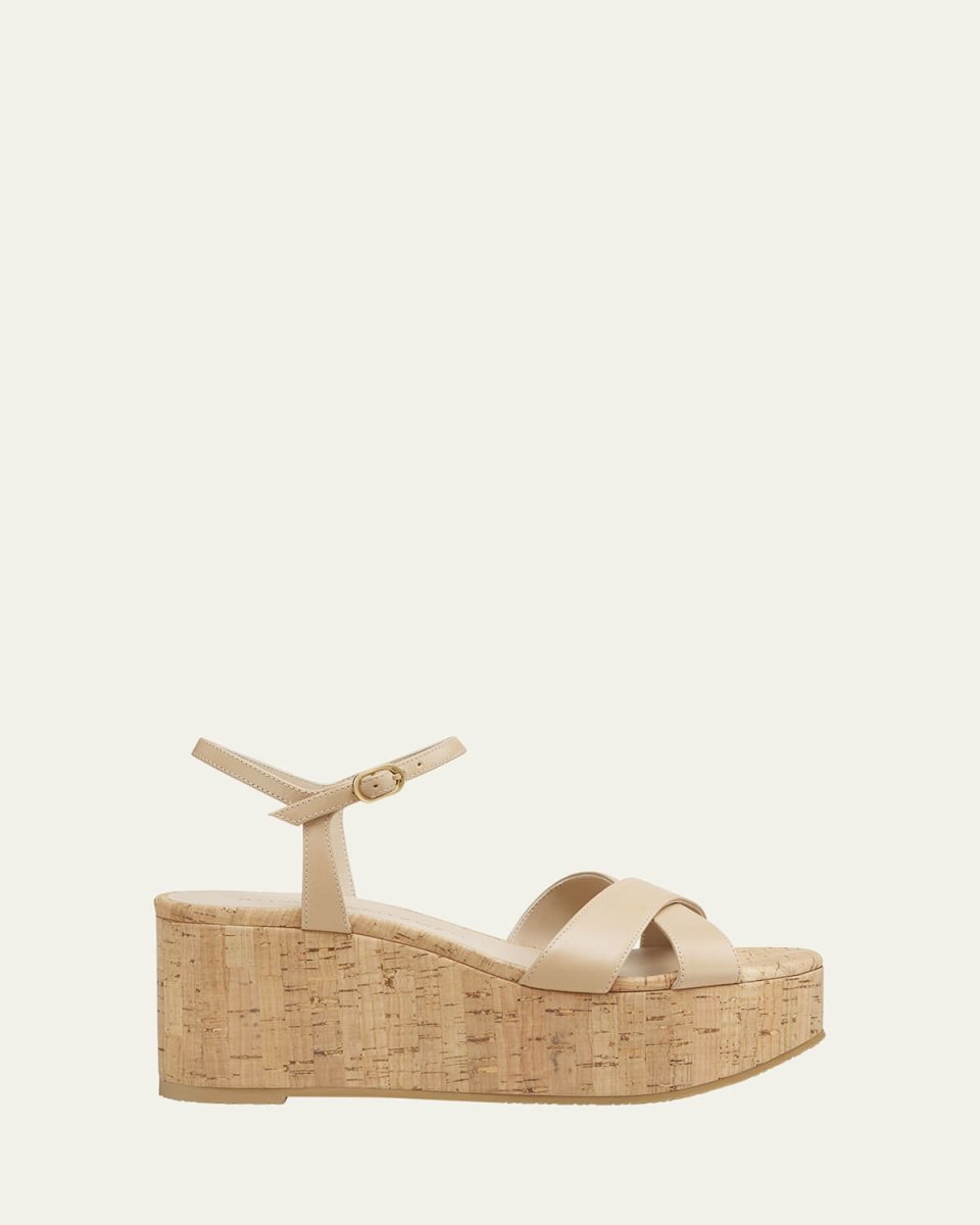 Dayna Leather Crisscross Wedge Sandals